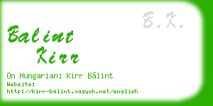 balint kirr business card