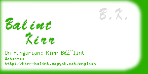 balint kirr business card